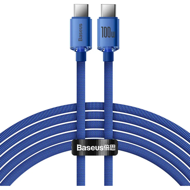 Baseus Crystal Shine Series USB Typ C - USB Typ C Kabel, 100W schnellladefähiges Datenkabel, 2m, blau