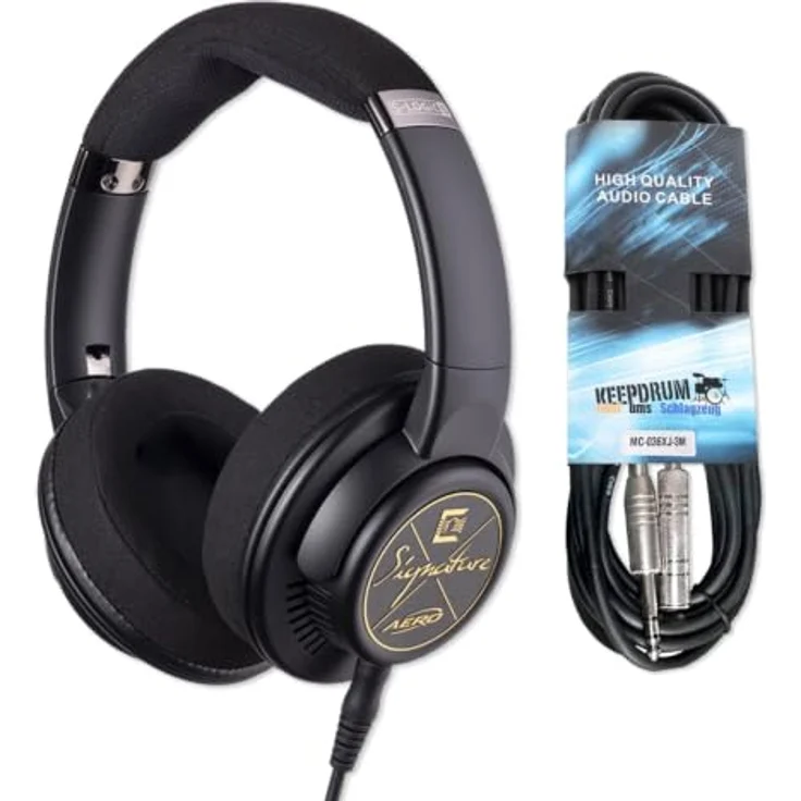 Ultrasone Kopfhörer Signature Aero, Halboffener Kopfhörer mit 45 mm Graphen-Treiber und Kabel, schwarz – Bild 1