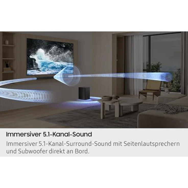 SAMSUNG HW-B760GF 5.1-Kanal-Soundbar mit kabellosem 6,5"-Subwoofer, Dolby Digital 5.1, DTS Virtual:X, Q-Symphony, Game Mode und Adaptive Sound – Bild 5