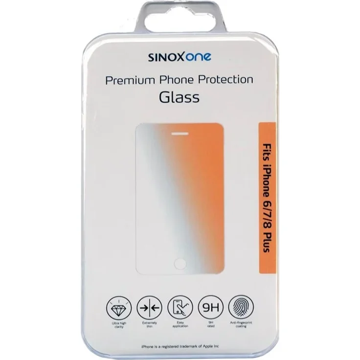 Sinox Protection Glass, Displayschutzfolie für iPhone 6+/7+/8+, bruchsicheres Glas