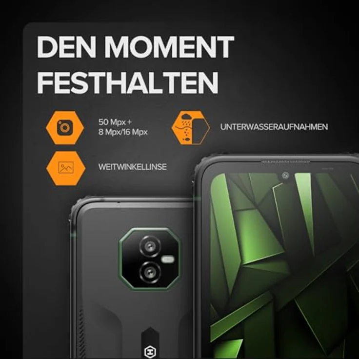 Hammer Ranger 4G, Outdoor Handy mit 6" Display, 128GB Speicher, 5000mAh Akku, IP69, Dual SIM, eSIM, NFC – Schwarz – Bild 4