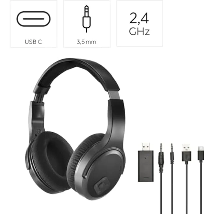 Hama 221847 Over-Ear Bluetooth Kopfhörer, kabelgebunden & kabellos, 16 h Laufzeit, Schwarz, Versandkostenfrei – Bild 5