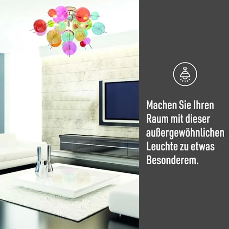Näve Leuchten C, Deckenleuchte "eXplosion", Metall, 20 W, G4, 57 x 57 x 38 cm, Chrom - dimmbar, für LED Leuchtmittel geeignet, Echtglas Kugeln – Bild 3