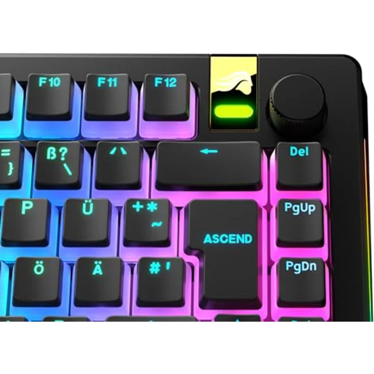 Glorious Aura V3 Keycaps, ISO Layout (DE), PBT, Doubleshot - Schwarz, Keycap-Komplettset mit lichtdurchlässigen PBT-Kunststoffkappen und DE-Layout – Bild 6