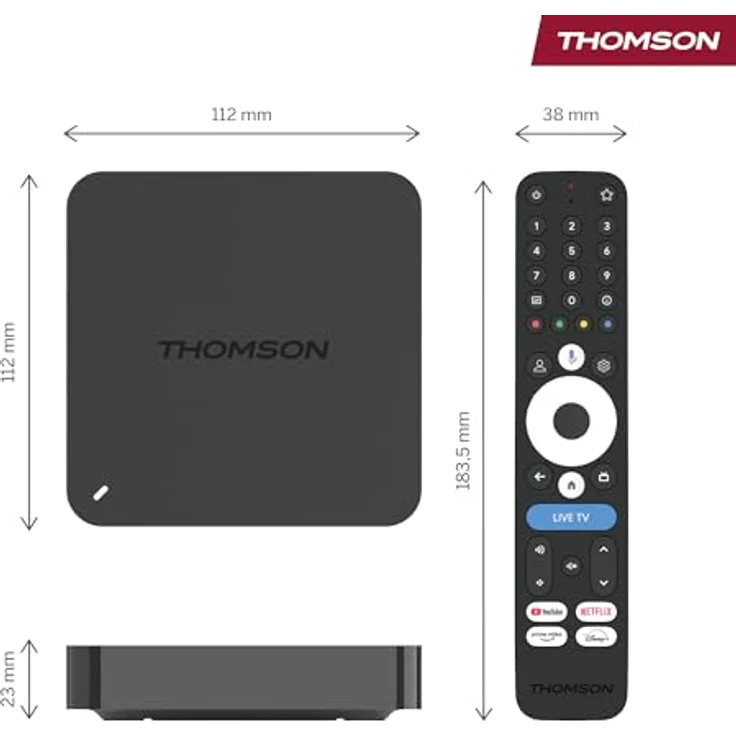 Thomson Streaming Box 245, 4K UHD Google TV, Live-TV, Dolby Atmos, 32GB Speicher, WLAN, Bluetooth 5.0, HDMI 2.1 – Bild 2