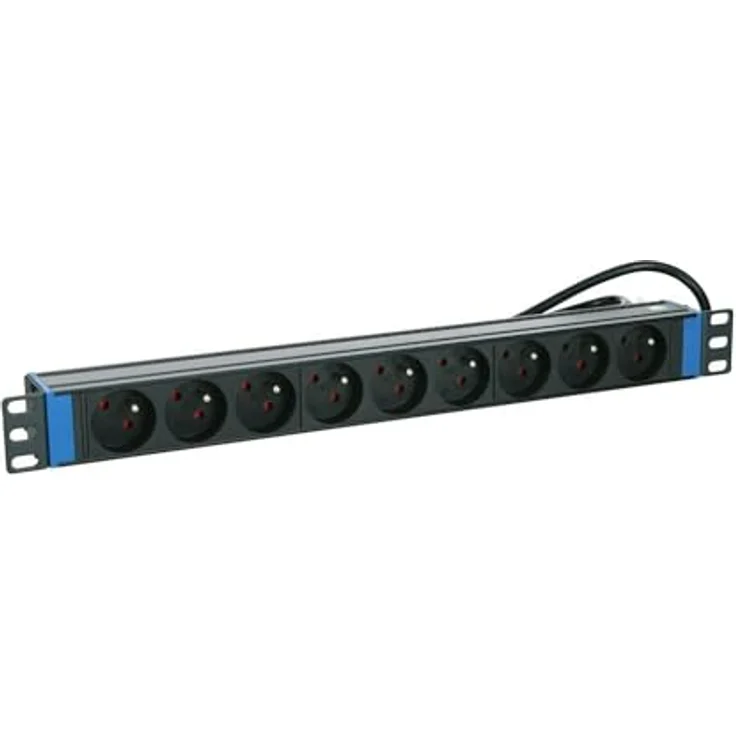 DSIT 19 Zoll Steckdosenleiste 9-Fach mit Erdungsstift, Aluminium-Profil, DIN 49440, 16A - 250 VAC – Bild 2