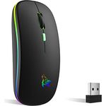 TQQ 2.4G Kabellose Bluetooth Maus,Leise Kabellose Maus,Wiederaufladbare LED-Dual-Mode-Maus (Bluetooth 5.0 und 2.4G drahtlos) mit PC, Mac, Laptop und Chromebook