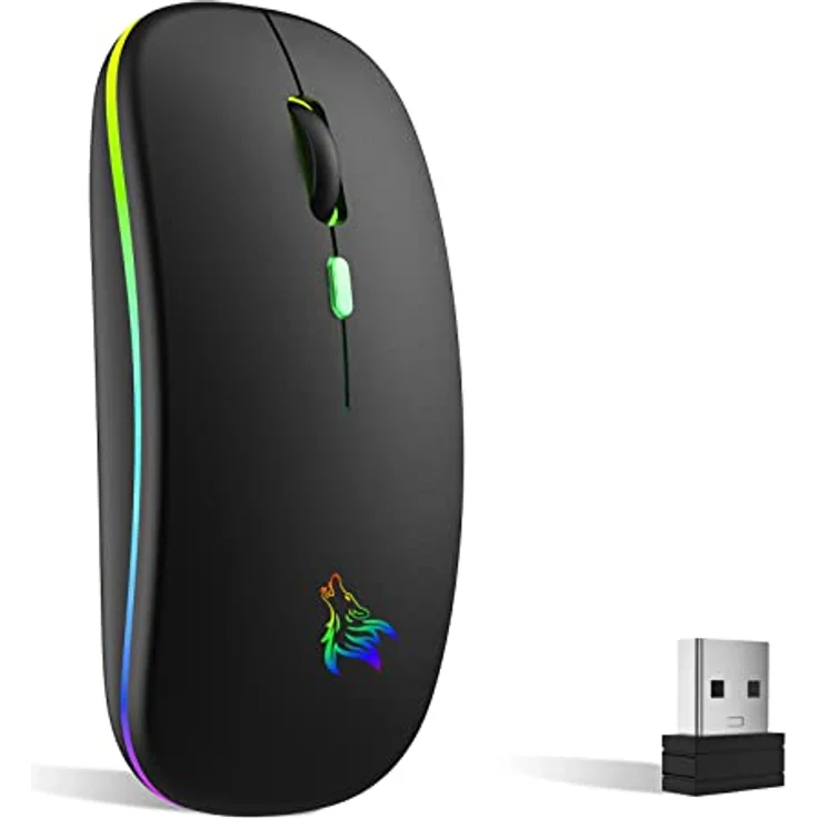 TQQ 2.4G Kabellose Bluetooth Maus,Leise Kabellose Maus,Wiederaufladbare LED-Dual-Mode-Maus (Bluetooth 5.0 und 2.4G drahtlos) mit PC, Mac, Laptop und Chromebook – Bild 1
