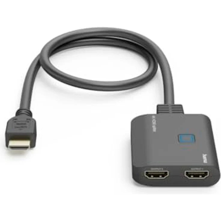Hama HDMI Splitter 4K 1 In 2 Out (4K@30Hz, Adapter zur Übertragung eines HDMI-Signals auf 2 Ausgabegeräte, z. B. Beamer, Bildschirm oder 2 Monitore gleichzeitig, 60 cm) schwarz – Bild 2