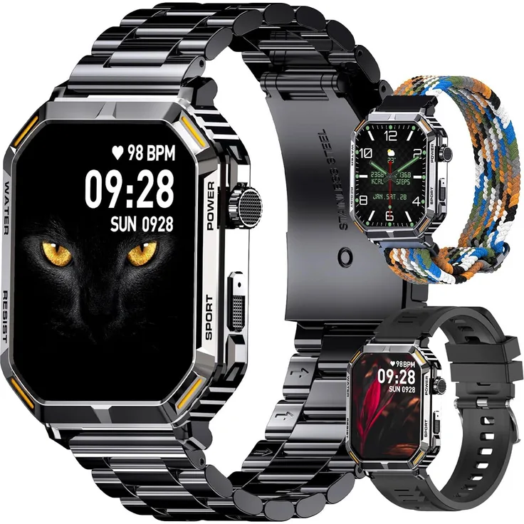 Homailida Herren Smartwatch 1.95 Zoll HD Display, Bluetooth Anruf, 100+ Sportmodi, Fitnessuhr mit SpO2, Herzfrequenz, Schlafmonitor, IP68, Android iOS