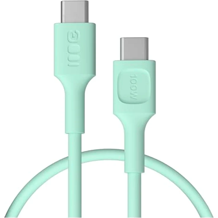 Green Cell PowerFlex USB-C Kabel 100W 30cm – Flexibles Silikonkabel für Powerbank, iPhone 16, iPad, MacBook – 480 Mbps Datenübertragung (Minze) – Bild 1