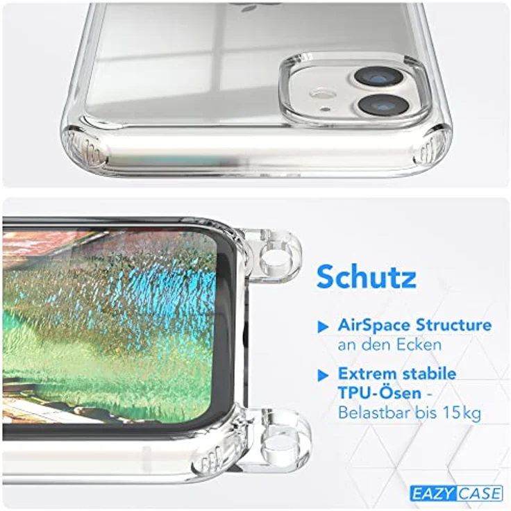 EAZY CASE Handykette kompatibel mit iPhone 11, Silikonhülle mit Umhängeband, Rainbow – Bild 5