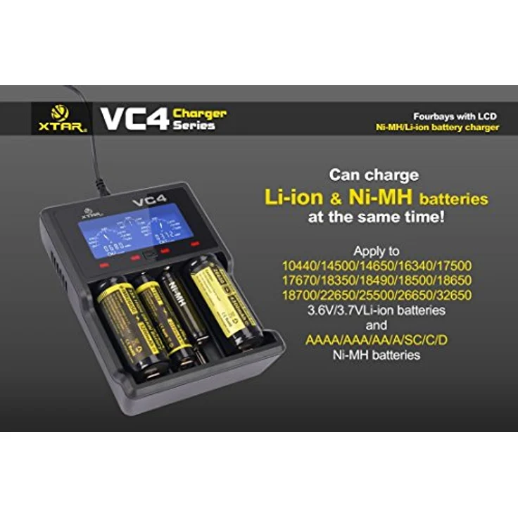 Xtar VC4 Ladegerät mit LCD Display für Li-Ion-NI-MH Akku schwarz – Bild 3