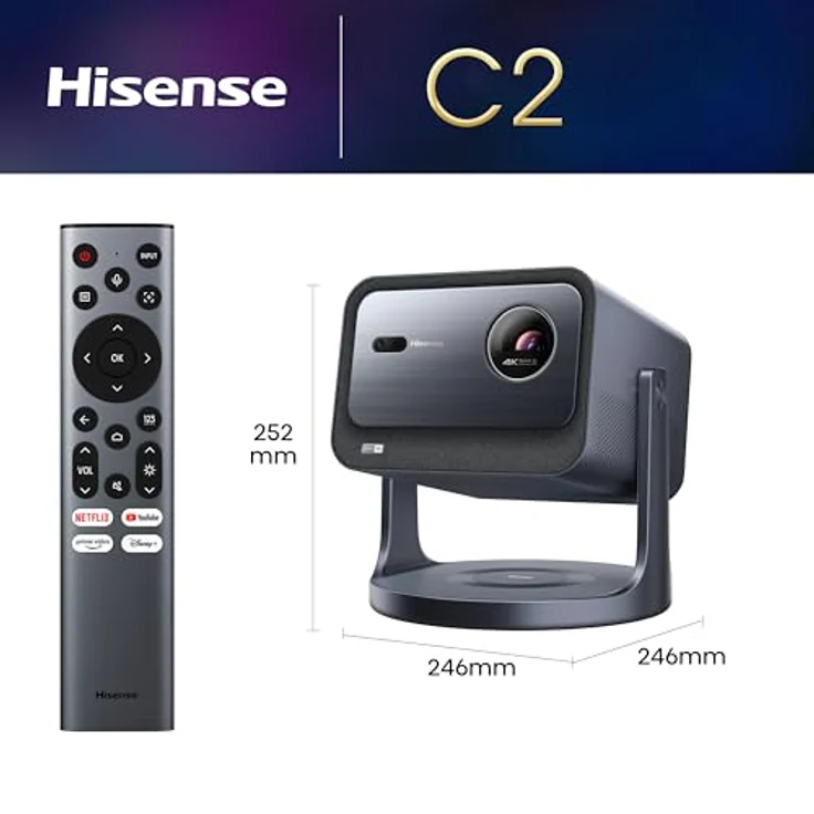 Hisense C2 Smart Mini Projektor 4K UHD RGB Laser mit Dolby Vision, HDR, JBL Speaker (schwarz) – Bild 3