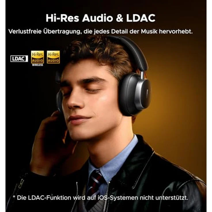 UGREEN Studio Pro, Kabellose Over-Ear Kopfhörer mit Hybrid Adaptive Active Noise Cancelling, Bluetooth 6.0, Hi-Res Audio, 120h Spielzeit, Duale Verbindung, Schwarz – Bild 2