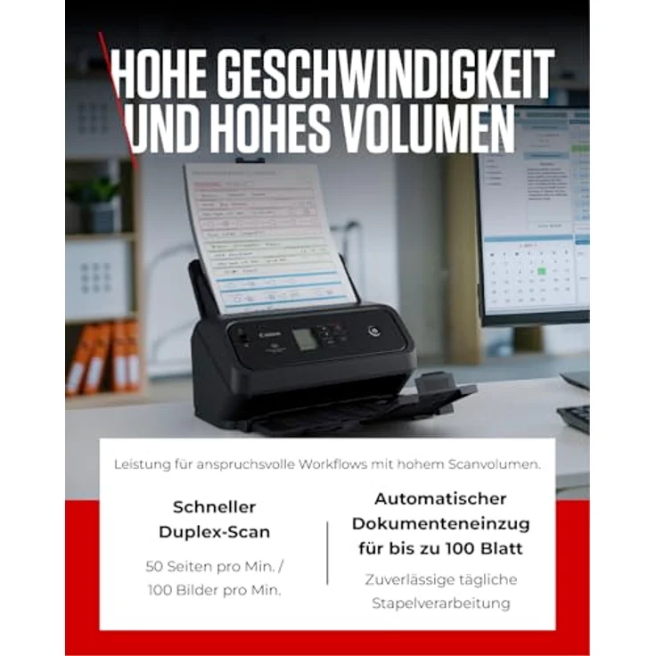 Canon DR-C350, A4 Dokumentenscanner mit 50 S./Min, Duplex, USB-C, 100-Seiten-ADF, CaptureOnTouch v5 Pro – Bild 4