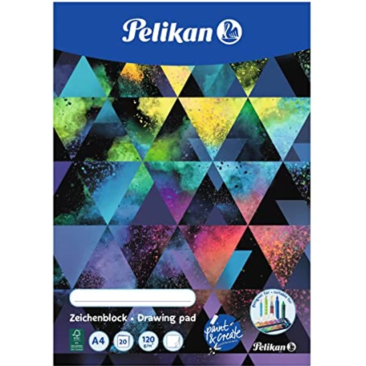 Pelikan Zeichenblock DIN A4, 120g/m², 20 Blatt für feuchte und trockene Maltechniken, mit Namensfeld – Bild 3