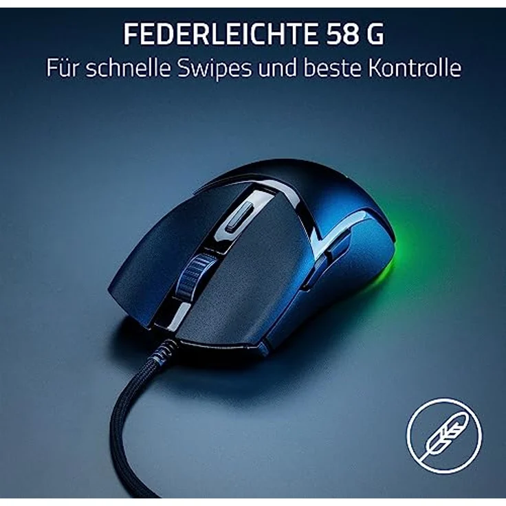 Razer Cobra - Leichte kabelgebundene Gaming-Maus mit Chroma RGB (Federleichte 57 g, Optische Maus-Switches der 3. Gen, Chroma-Beleuchtung mit Unterbodenbeleuchtung, Präzise Sensor-Anpassungen) Schwarz – Bild 2