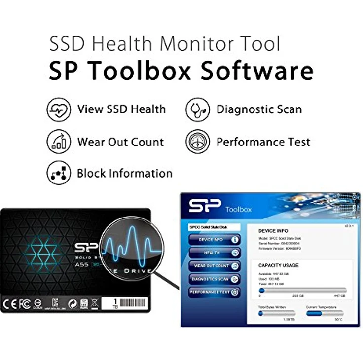 Silicon Power 1 TB SSD NAND 3D-A55 SLC Cache Performance Boost SATA III interne Solid State Drive  Schwarz – Bild 5
