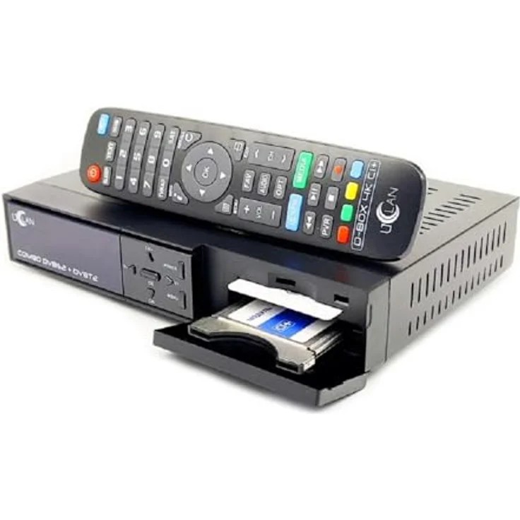 M@TEC UCLAN D-Box 4K UHD Combo Receiver mit CI+ Schacht & Kartenleser, Sat- Kabel- & DVB-T2 Receiver für CI Plus, für Satellitenschüssel Kabelfernsehen & DVBT2, HDMI, Multistream + M@tec HDMI Kabel – Bild 1