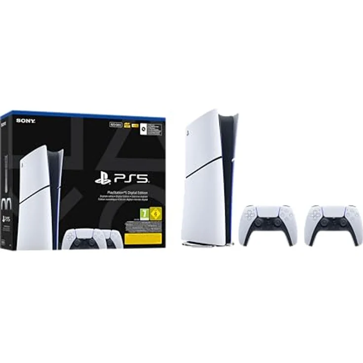 Sony PS5 Konsole SLIM Digital E-Chassis, 825 GB, inklusive 2 DualSense Wireless-Controller, Schwarz – Bild 3