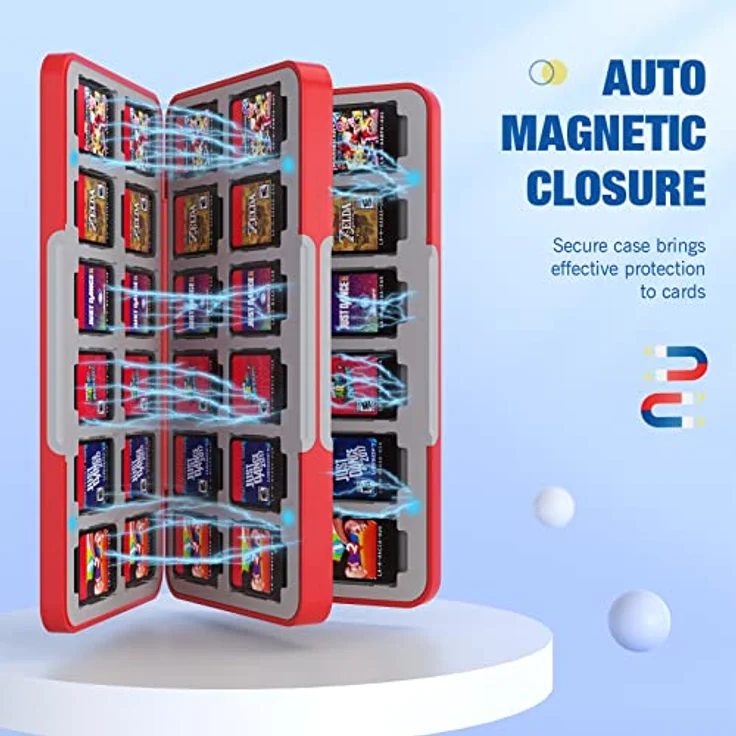MoKo Spiel Aufbewahrungsbox, Kompatibel mit Nintendo Switch 2/OLED/Lite, mit 48 Game Card und 24 SD Card Slots, Schlank und Tragbar, Roter Mario – Bild 3