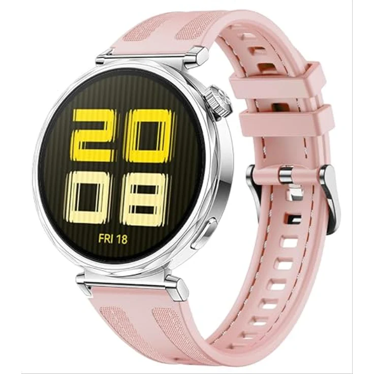 GIOPUEY Armband für Huawei Watch GT 6/GT 5 41mm/5 Pro 42mm, Weiches Silikon, Verschleißfest und Atmungsaktiv - pink – Bild 3