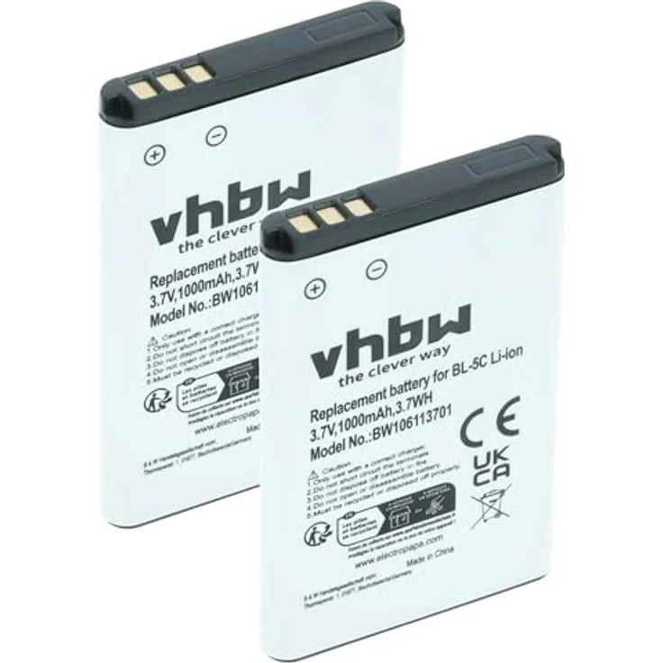 vhbw 2X Akku für Ushining M2301, Lithium-Ionen, 1000 mAh, 3,7 Volt, wiederaufladbar – Bild 1