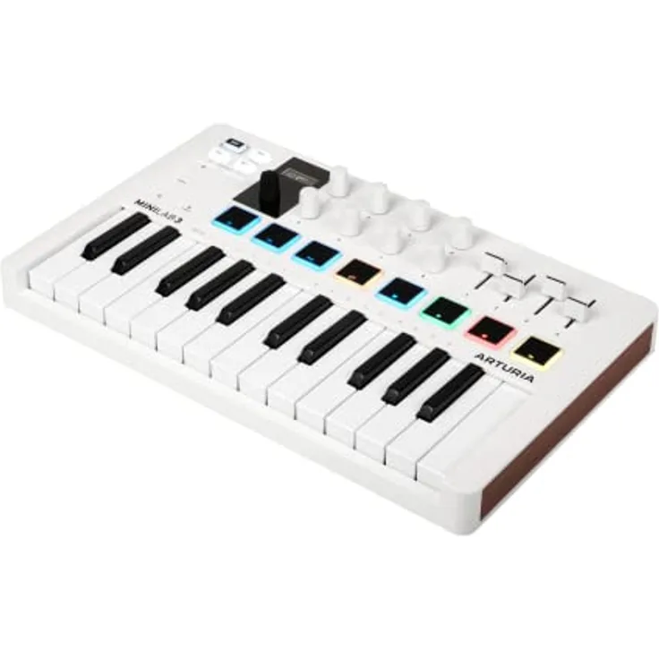Arturia - MiniLab 3 - Universal-MIDI-Controller für Musikproduktion, mit All-in-One-Softwarepaket - 25 Tasten, 8 Multicolor-Pads, white