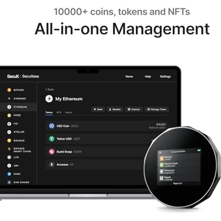 SecuX V20, Krypto Hardware Wallet mit Bluetooth und NFT Unterstützung, sicherer Schutz für Bitcoin, Ethereum, SOL, LTC, Doge, BNB und mehr – Bild 4