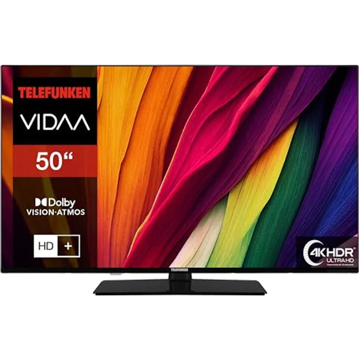 Telefunken Fernseher 50 Zoll Smart TV VIDAA XU50VP750M 4K UHD, HDR Dolby Vision, Triple-Tuner, 6 Monate HD+ inkl., LED TV schwarz – Bild 2
