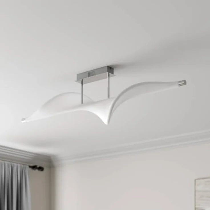 Lucande LED Deckenlampe 'Edano' dimmbar in Weiß aus Textil für Wohnzimmer & Esszimmer (1 flammig) - Energiesparende und gemütliche Beleuchtung – Bild 4