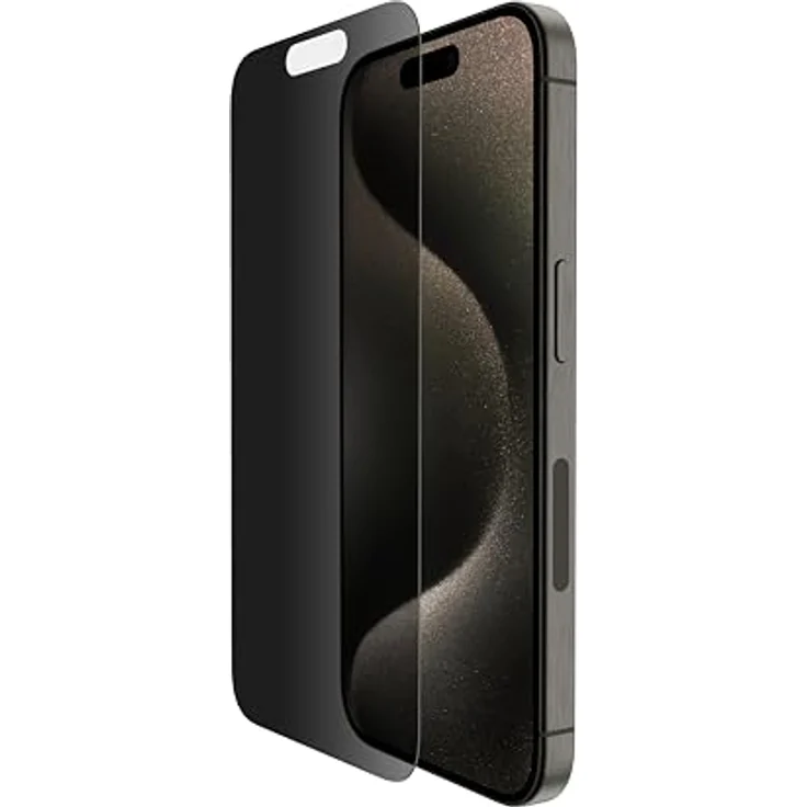 Belkin ScreenForce TemperedGlass antimikrobielle Display-Privacy-Schutzfolie für iPhone 15 Pro, dünn und kratzfest, inklusive Positionierungsschale für eine blasenfreie Applikation – Bild 1