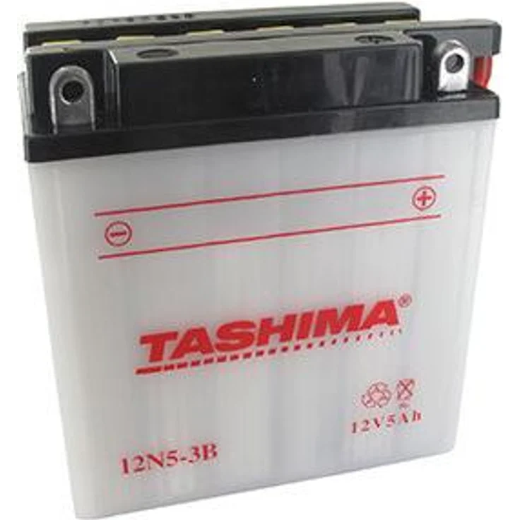 Tashima Bleibatterie 12V, 5Ah, L: 120 mm, B: 60 mm, H: 130 mm, + rechts, für Motorräder, zum Befüllen mit Säure