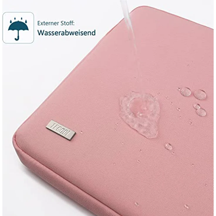 TECOOL Laptoptasche 15,6 Zoll, wasserdichte Notebook-Schutzhülle mit stoßfester Polsterung, Rosa – Bild 3
