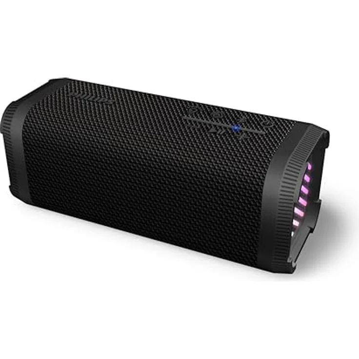 Philips TAS2000B, kabelloser Bluetooth-Lautsprecher mit 20 W Bass+, LED-Lichtshow, IPX5 spritzwassergeschützt, 20 Std. Wiedergabezeit, Mikrofon, App-Steuerung – Schwarz – Bild 2