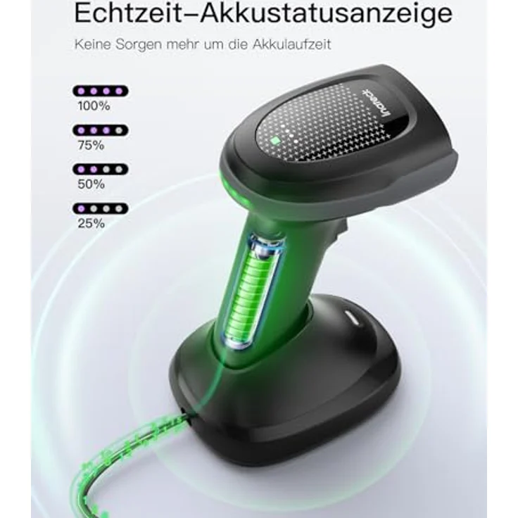 Inateck 2D Barcode Scanner, kabellos mit 2 x 2000mAh Akkus, Ladestation, Bluetooth, kompatibel mit Android/iOS, für Lagerhaltung und Logistik – Bild 4