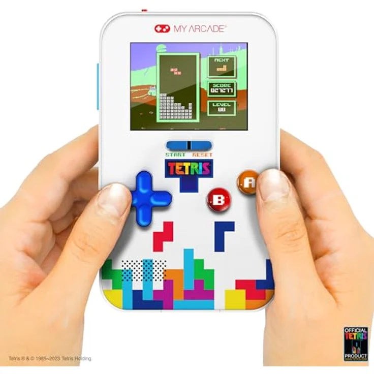 ATARI Go Gamer Tetris, tragbare Spielekonsole in weiß/blau mit 2,5 Zoll Bildschirm – Bild 1