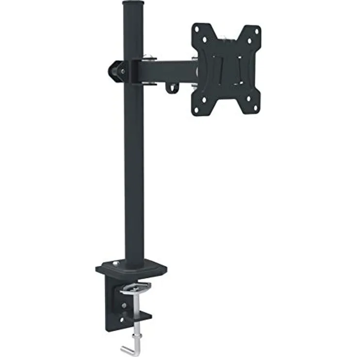 RED EAGLE Pixel Single Monitor Halterung - Höhenverstellbare Tischhalterung für Monitor 13-27 Zoll - Bildschirmhalterung bis 8kg belastbar - 75x75 100x100 Vesa Tischhalterung 360° schwenkbar, schwarz