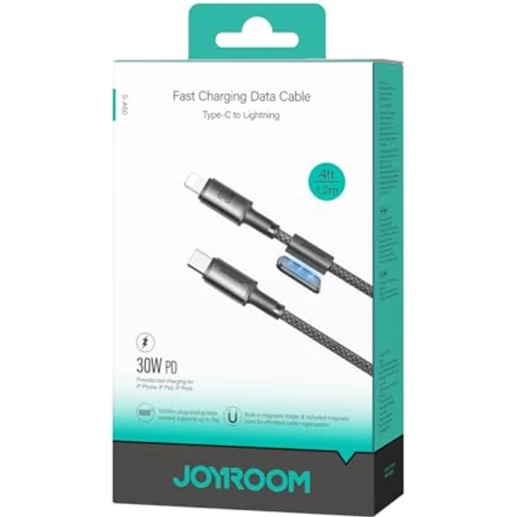 Joyroom 30W USB-C Lightning Ladekabel, 1,2m, grau mit Power Delivery und magnetischem Cover – Bild 7