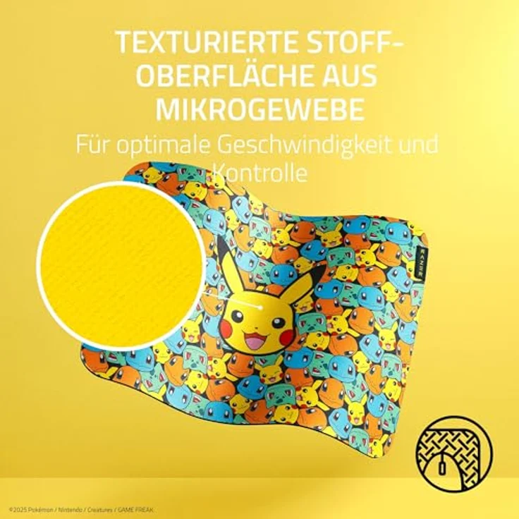 Razer Gigantus V2 Pokémon Edition, weiche Gaming-Mausmatte mit mikrogewebter Oberfläche, dicker Gummischaum-Unterlage, rutschfest, 360 x 275 x 3 mm | Pokémon Kanto – Bild 2
