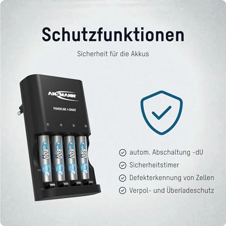 ANSMANN Batterieladegerät für 4x NiMH AA-AAA Akkus & wiederaufladbare Batterien - Automatik Akku Ladegerät mit Repair-Modus für Akkubatterien - Powerline 4 Smart Batterie Ladegerät – Bild 5