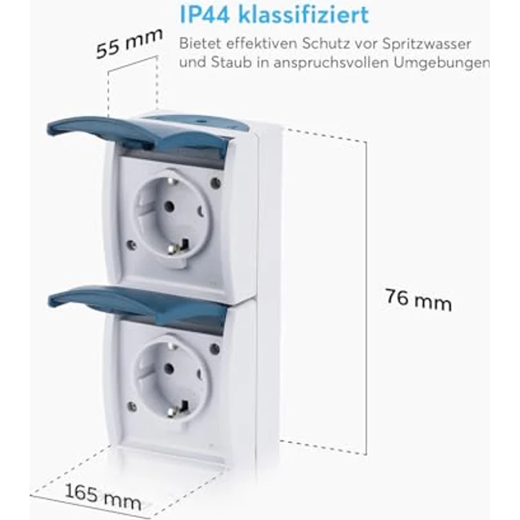 Busch-Jaeger 20-02 EW-53 SCHUKO® Steckdose 2-fach, Thermoplast, grau ocean®, IP 44, vorverdrahtet mit Klappdeckel – Bild 5