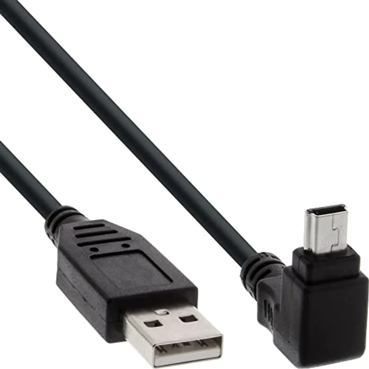 InLine - USB-Kabel - USB (M) gerade bis Mini-USB, Typ B (M) gewinkelt - USB2.0 - 50cm - Schwarz (34105) – Bild 2