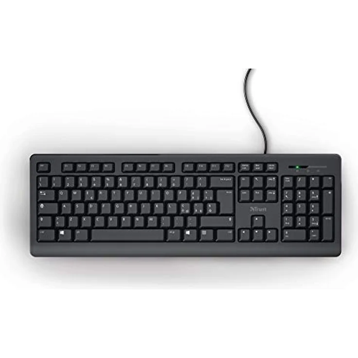 Trust Taro USB-Tastatur, kabelgebunden, italienisches QWERTY-Layout, PC-Tastatur mit Kabel für Computer/Laptop/Notebook, Mac/Windows, Kabel von 1,8 Metern, flüssigkeitsbeständig, ergonomisch - Schwarz – Bild 5