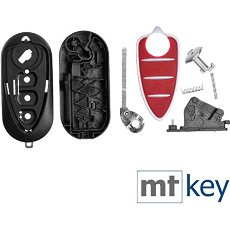 mt-key Auto Klapp Schlüssel Ersatz Gehäuse für Alfa Romeo Mito 2008-2013, 3 Tasten, inkl. VARTA CR2032 Batterie und Rohling – Bild 2