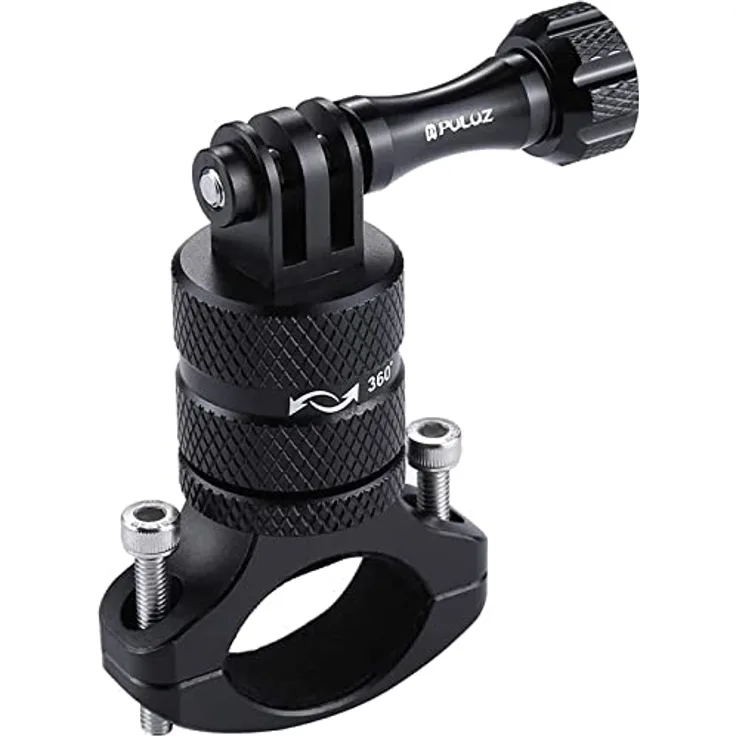 PULUZ Fahrradhalterung für Action Cams, 360-Grad-Rotary Halterung aus Aluminiumlegierung, kompatibel mit GoPro Hero 12/11/10/9/8/7, DJI Osmo und Insta360 X3, werkzeugfreie Montage, Anti-Rutsch-Pads