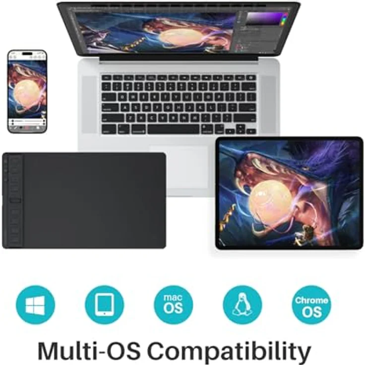 HUION Inspiroy 2M Schwarzes Grafiktablett mit erweiterter Tastenkombination und verbessertem PenTech 3.0 – Bild 8