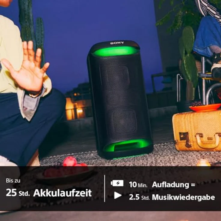 Sony SRS-XV500 - Kabelloser Bluetooth-Partylautsprecher mit kraftvollem Sound und MEGA BASS - 25 Stunden Akkulaufzeit, tragbar, LED-Beleuchtung, Party Connect, IPX4, Karaoke-Mikrofoneingänge - Schwarz – Bild 3