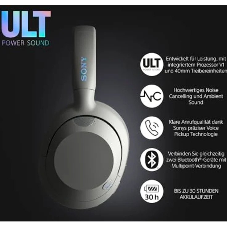 Sony ULT WEAR - Kabellose Bluetooth-Kopfhörer mit ULT Power Sound, Off-White – Bild 2